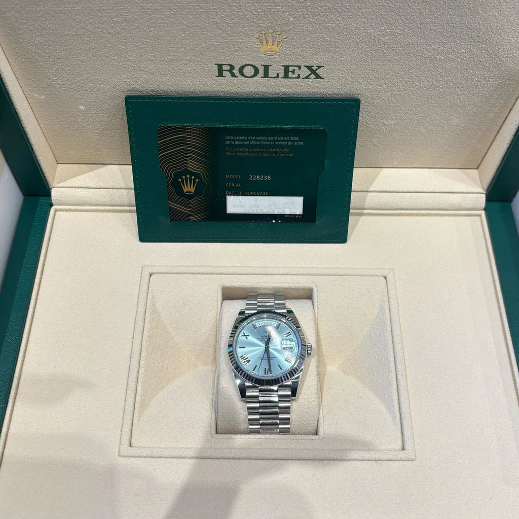 Day-Date Platinum Ice Blue Roman Numerals Dial