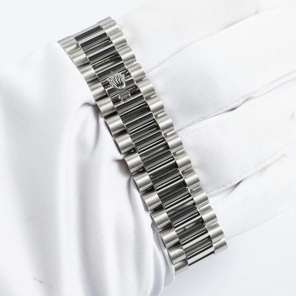 Rolexx  Day-Date  Platinum Meteorite Diamond Baguette Dial
