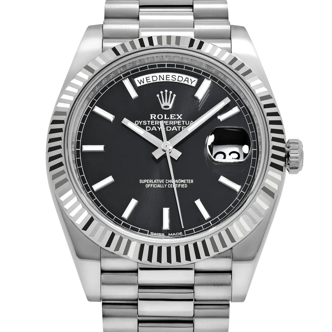 Rolex Day-Date  White Gold Black Dial