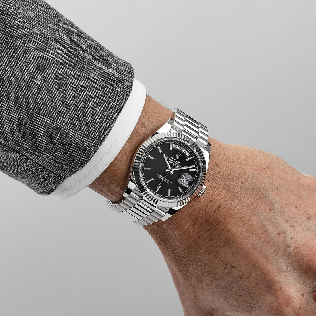 Rolex Day-Date  White Gold Black Dial