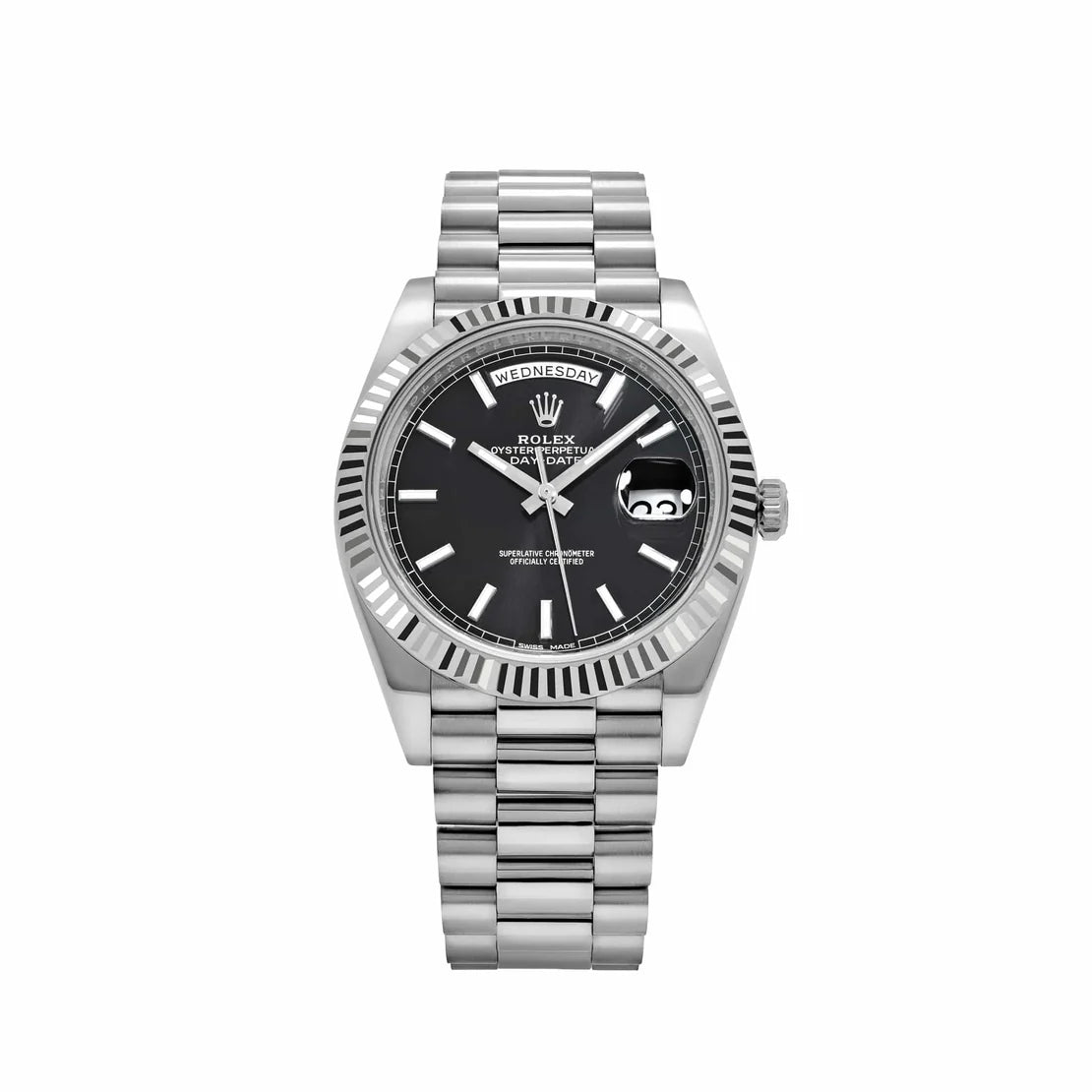 Rolex Day-Date  White Gold Black Dial