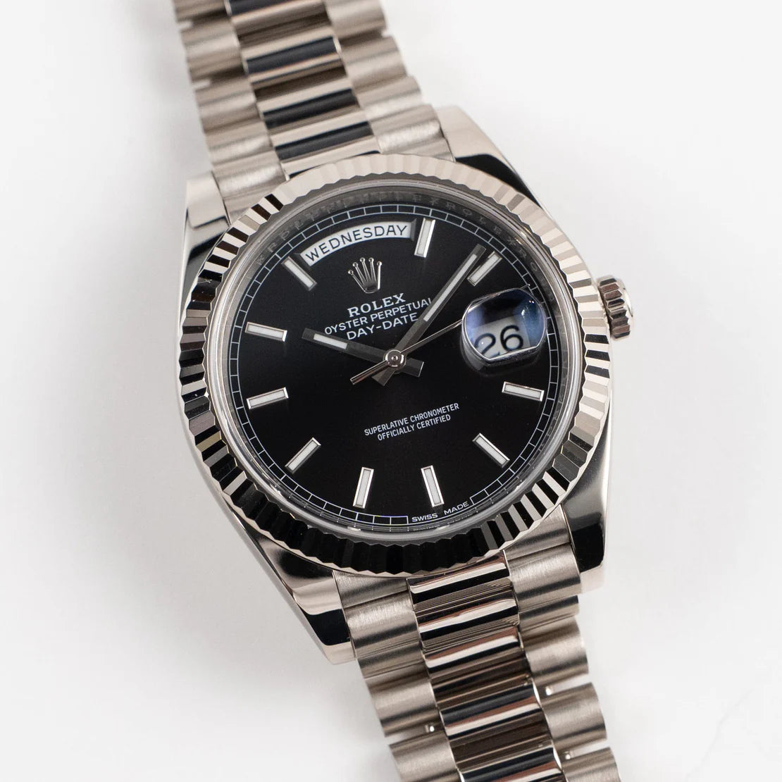 Rolex Day-Date  White Gold Black Dial