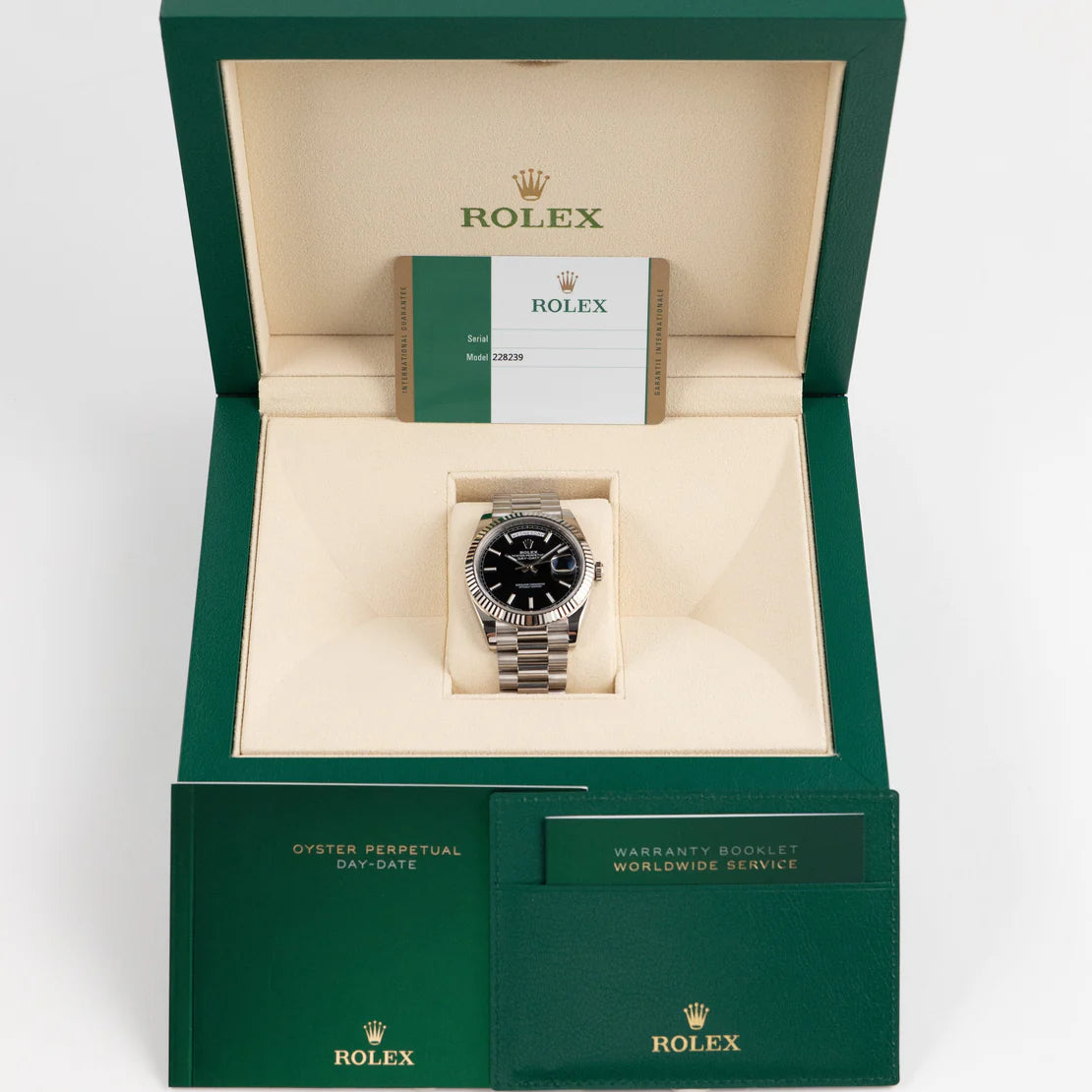Rolex Day-Date  White Gold Black Dial