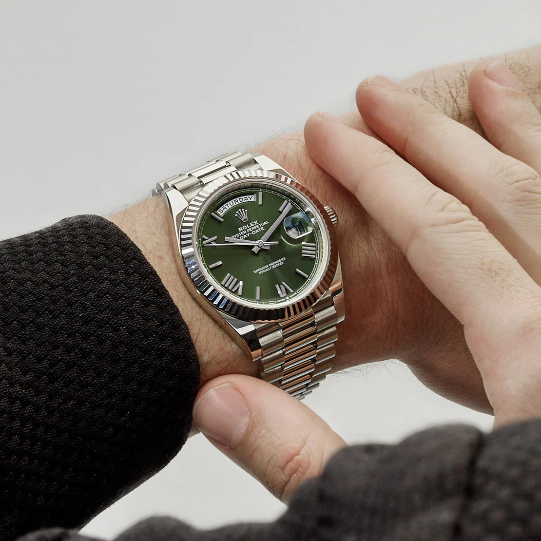 Rolex Day-Date 40 228239 White Gold Olive Dial