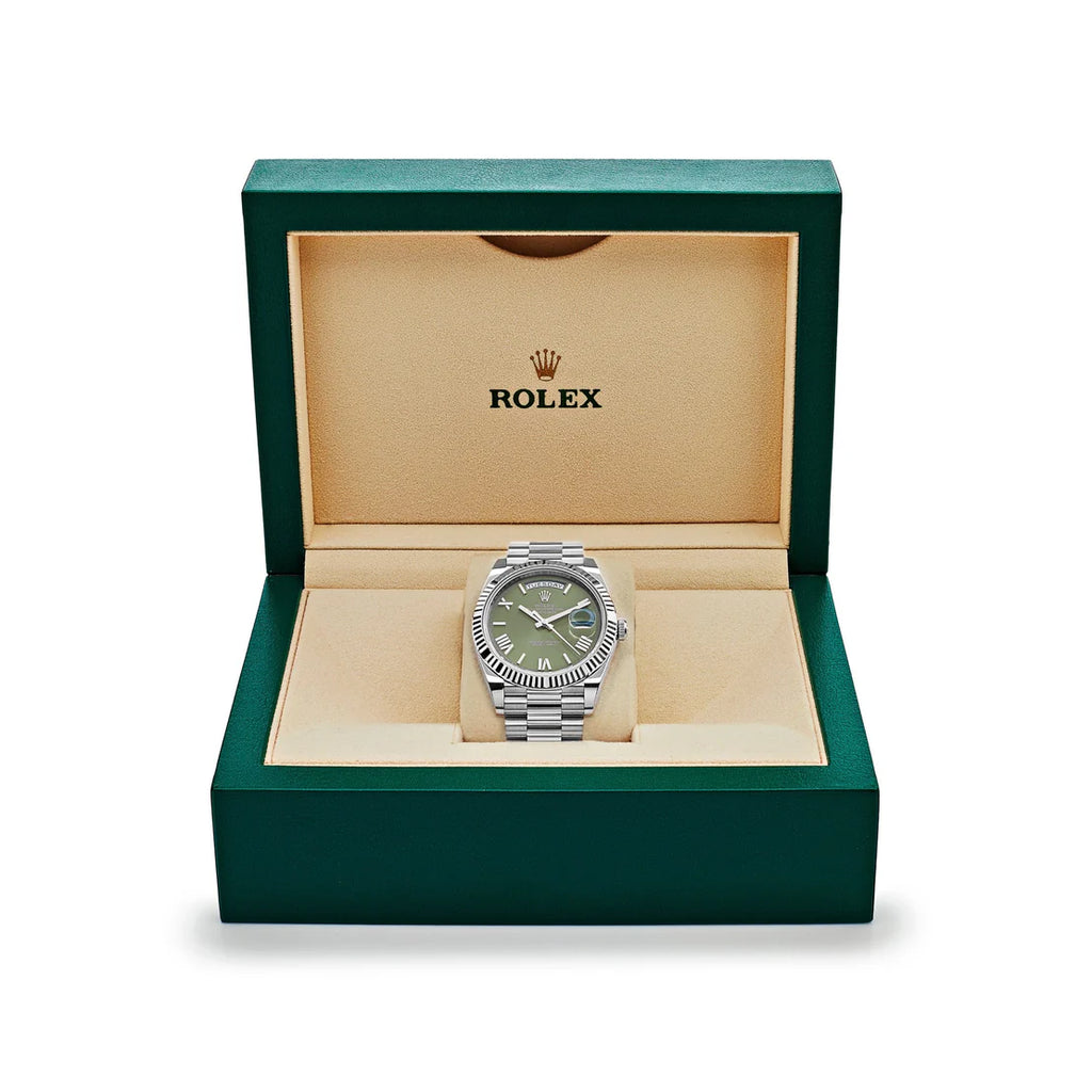 Rolex Day-Date 40 228239 White Gold Olive Dial