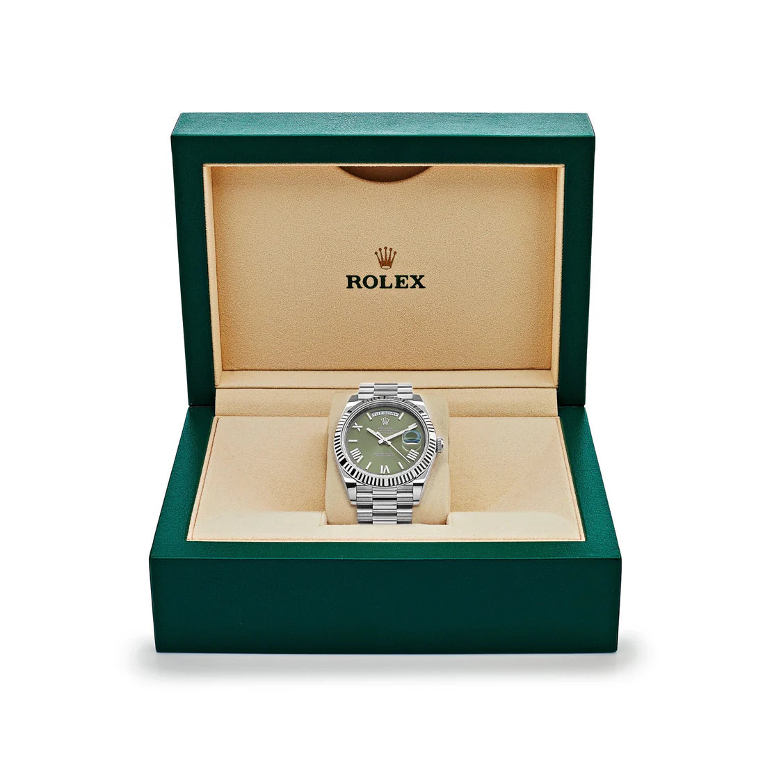 Rolex Day-Date 40 228239 White Gold Olive Dial