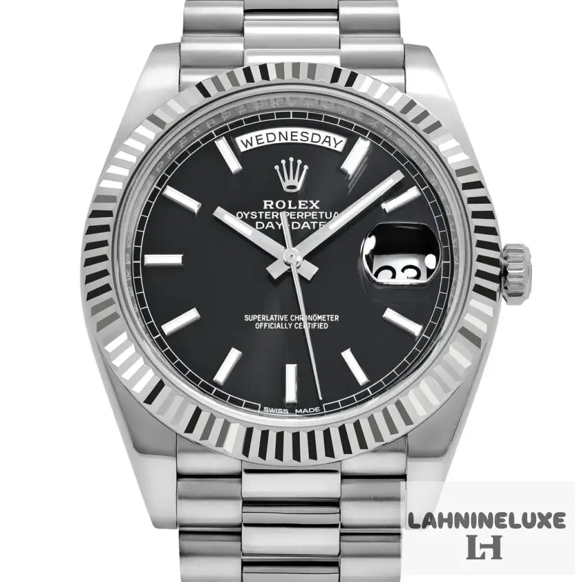 Rolex Day-Date White Gold Black Dial