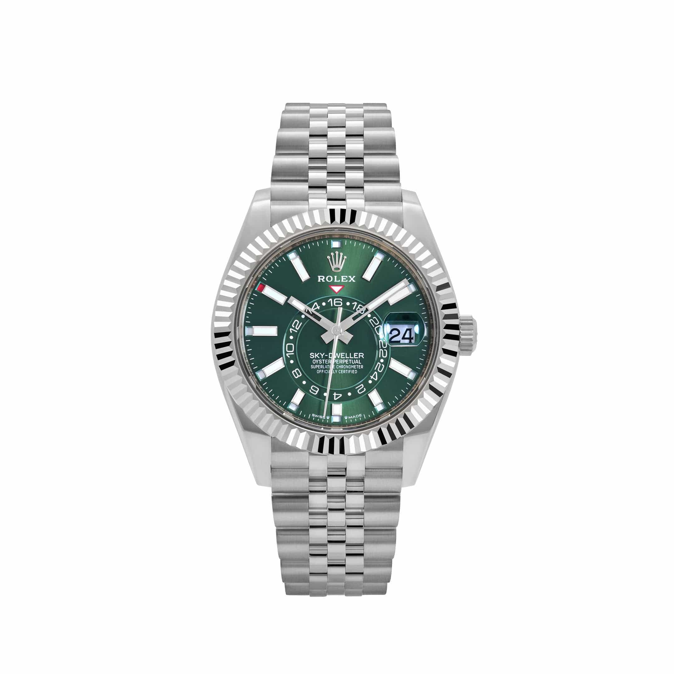 SkyDweller Stainless Steel Green Dial & Jubli Chain Strap Japanese Automatic