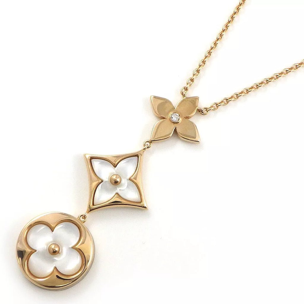 COLLIER LOUIS VUITTON BLOOM LARIAT NACRE BLANC GOLD