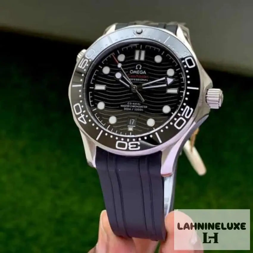 Seamster Black Dial Black Rubber Strap Swiss ETA Movement Automatic Mens Watch