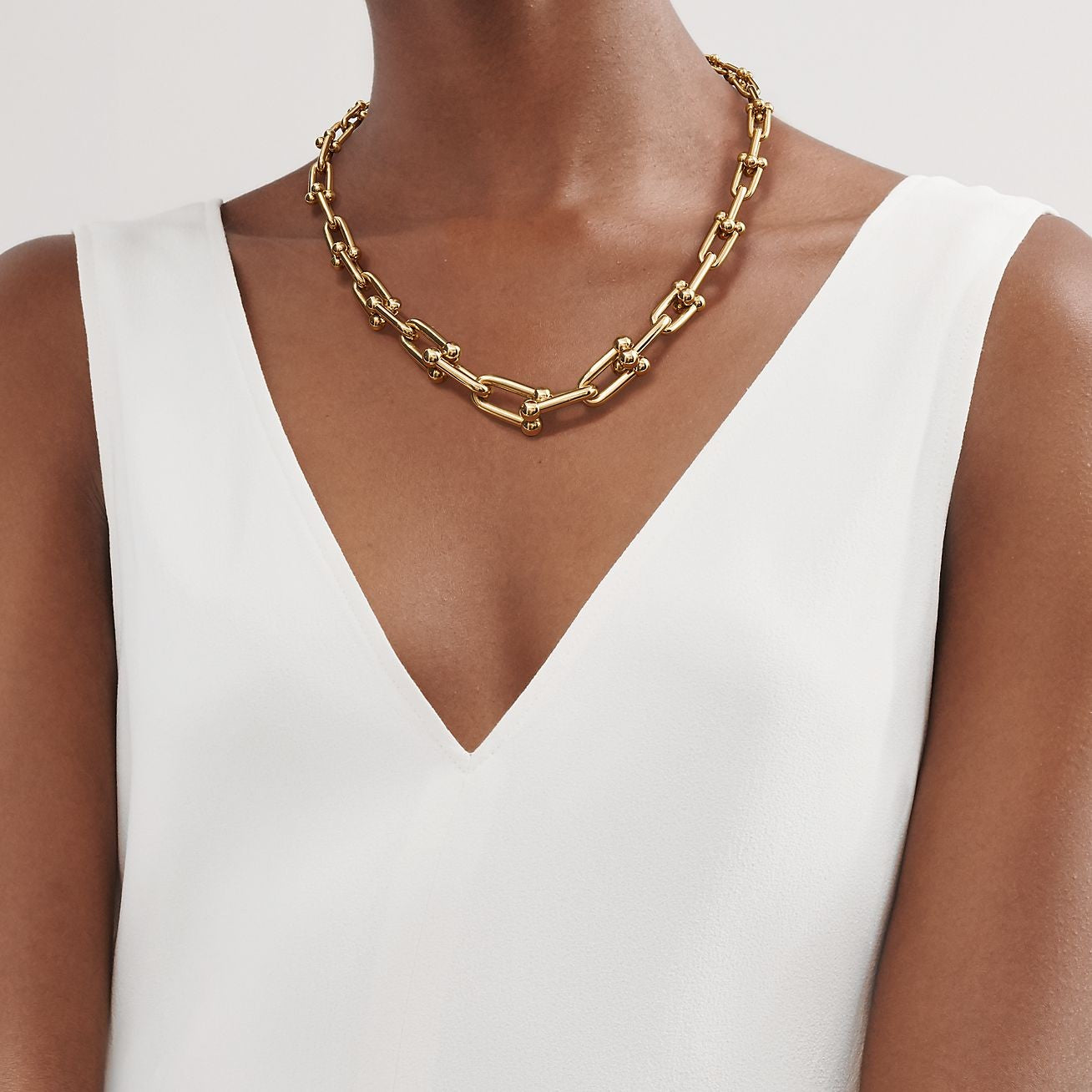 COLLIER TIFFANY & CO GRADUATED LINK NECKLACE GOLD