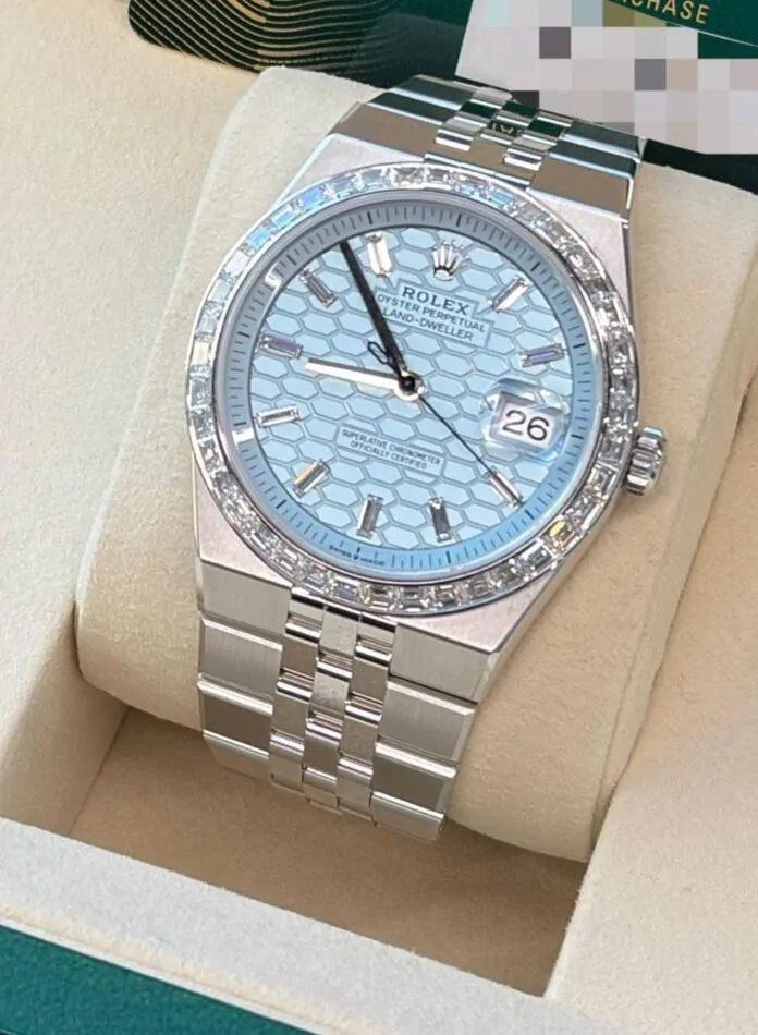 Land-Dweller  Platinum Ice Blue Dial Diamond